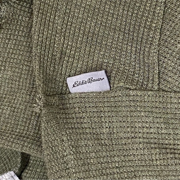 Eddie Bauer Cross Front Thermal Shirt XS Green Three Quarter Sleeve - Picture 4 of 10